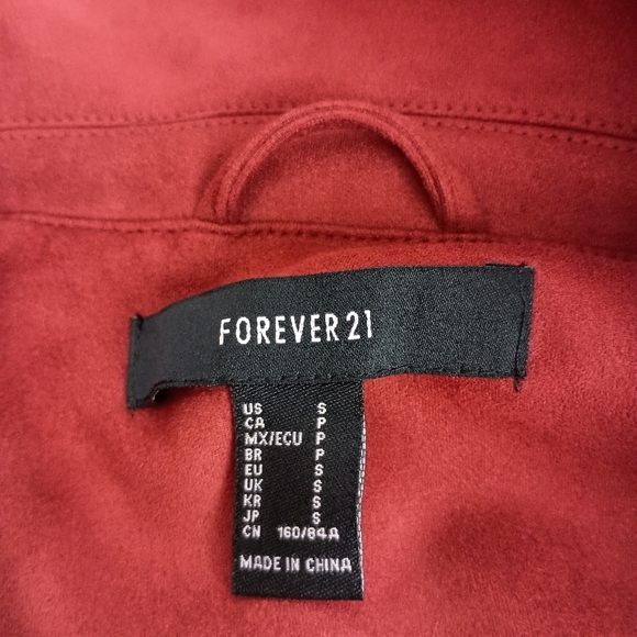 Forever 21 Moto Bikercore,Casual,Preppy,Punk Red Orange Rust Suede Jacket(#1,536 - Picture 2 of 7